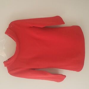 Boden Boat Neck Reverse Peter Pan Collar Rib Knit Red Top 3/4 sleeve sz 2